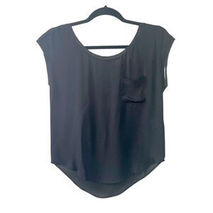 Joie Silk Short Sleeve Blouse Black S